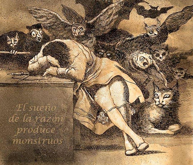«Сон разума рождает чудовищ» 1799 г. (фрагмент)