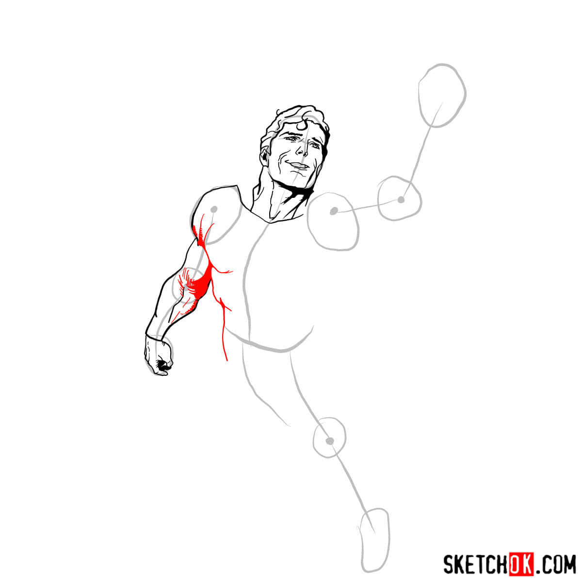 Как нарисовать Супермена в полете — шаг 07