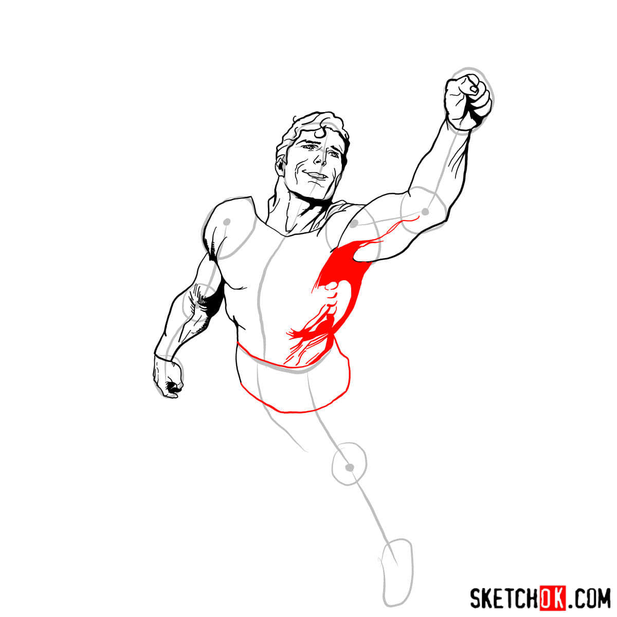 Как нарисовать Супермена в полете — шаг 09