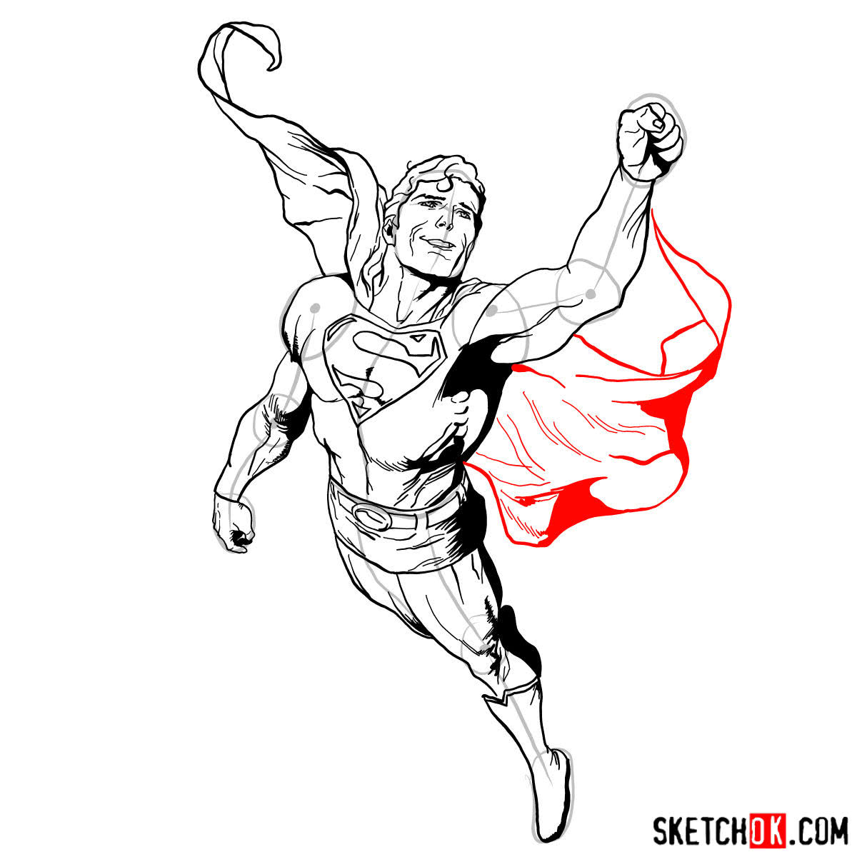 Как нарисовать Супермена в полете — шаг 15