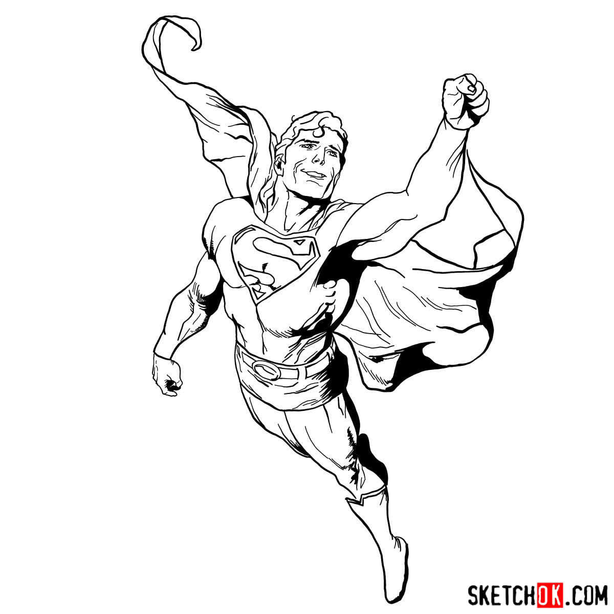 Как нарисовать Супермена в полете — шаг 16