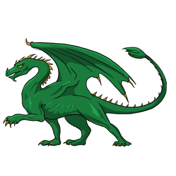 Последний этап рисования зеленого дракона