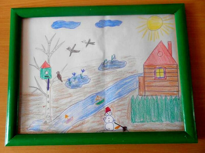 Тает снег, бегут ручьи - Кузина Маша, 5 лет, Тема -- Рисунок, п. Железнодорожный (Подольский р-н).jpg