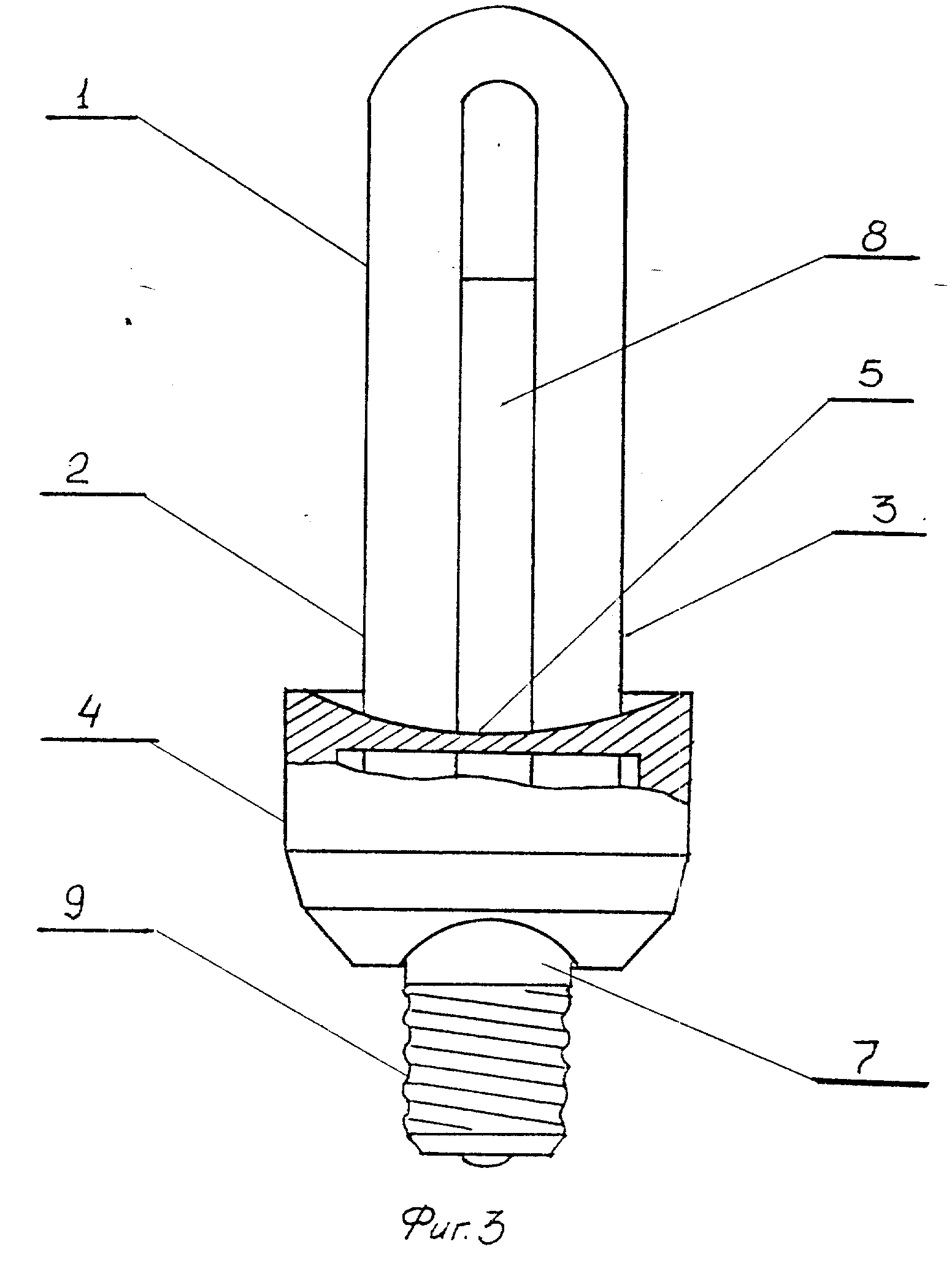 Схематичный рисунок лампы накаливания
