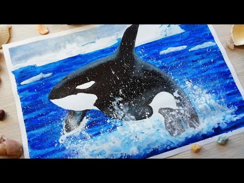 🐋КАК НАРИСОВАТЬ КИТА🐋 How to draw a whale? How to draw a spray?  Как нарисовать брызги?