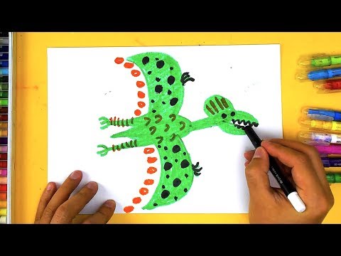 Как нарисовать ДИНОЗАВРА 4+ цветными мелками с РыбаКит