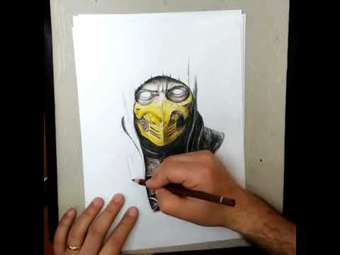 How to draw scorpion (как рисовать скорпиона из мортал комбат)