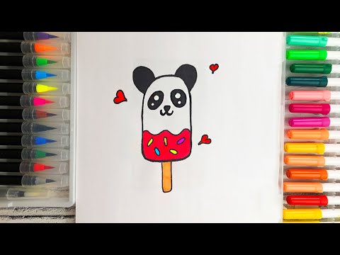 Как нарисовать Панду Мороженое Очень простой рисунок  для детей Канал Мама Рисует