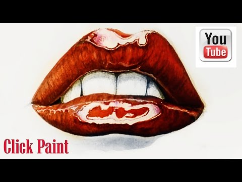 Как нарисовать губы Drawing realistic glossy lips