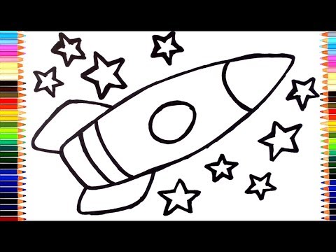Как нарисовать и раскрасить ракету для детей / Раскраски малышам