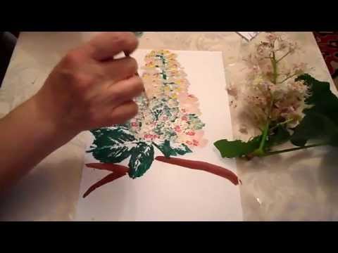 Цветет каштан. Как с ребенком нарисовать веточку  каштана.
