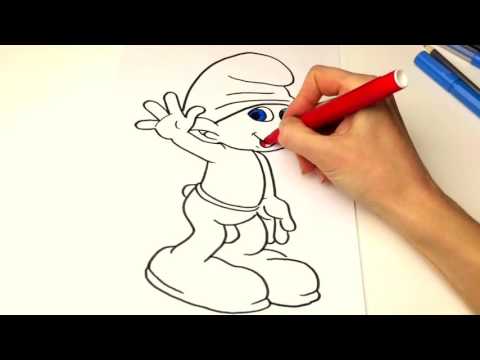 Смурфики  Раскраска Мультик для детей  Как нарисовать смурфика  The Smurfs  Coloring Cartoon