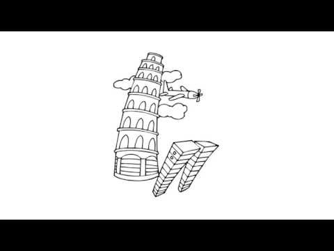 как нарисовать пизанскую башню,how to draw the Leaning Tower of Pisa,la torre inclinada de Pisa