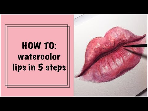HOW TO DRAW LIPS IN WATERCOLOR 👄in 5 steps 