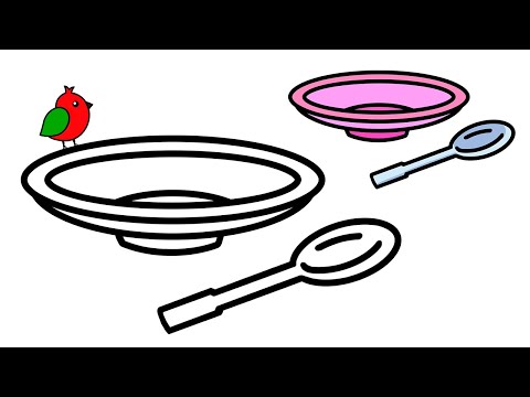 Как нарисовать ложку и тарелку