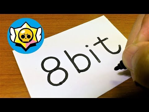How to turn words 8-BIT(Brawl Stars *NEW* Brawler)into a Cartoon - how to draw brawl stars