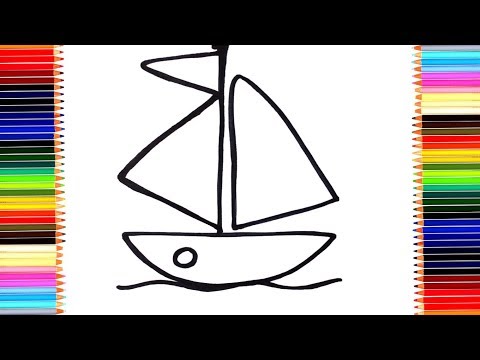 Как нарисовать кораблик/ мультик раскраска кораблик для детей / учим цвета