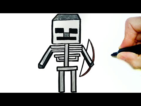 HOW TO DRAW SKELETON MINECRAFT EASY STEP BY STEP