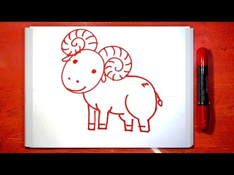 Как нарисовать Барана, Урок рисования красным маркером