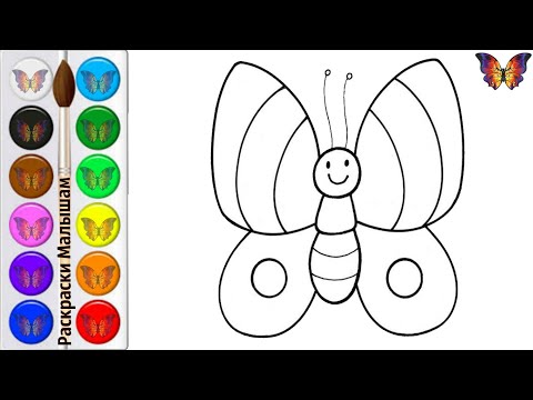 Как нарисовать БАБОЧКУ / мультик раскраска БАБОЧКА  для детей / Раскраски малышам