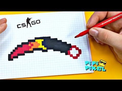 НОЖ КЕРАМБИТ из CS:GO !РИСУНКИ ПО КЛЕТОЧКАМ ! КАК НАРИСОВАТЬ PIXEL ART  knife kerambit  Block Strike