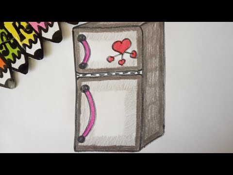 Рисуем холодильник  -  How to draw a fridge \  Drawings for children Как нарисовать милые рисунки