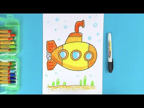 Как нарисовать БАТИСКАФ - Желтая подводка лодка - урок рисования - простые рисунки