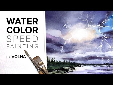 Рисую акварелью грозовое небо / Thunderstorm watercolor painting