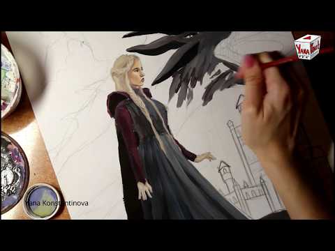 Рисуем дейенерис таргариен. draw Daenerys Targaryen.Game of thrones