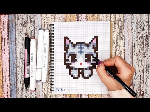Рисуем Котёнка Рисунки По Клеточкам КАК НАРИСОВАТЬ PIXEL ART Kitty Cat