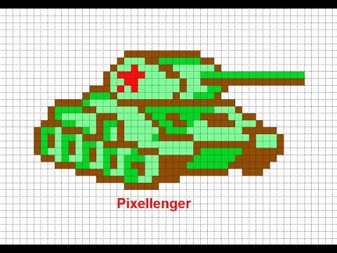 Как нарисовать Танк по клеточкам в тетради How to Draw Panzer by cells Pixel Art