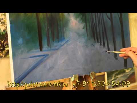 как нарисовать осенний пейзаж, как нарисовать осенний парк, видео урок живописи