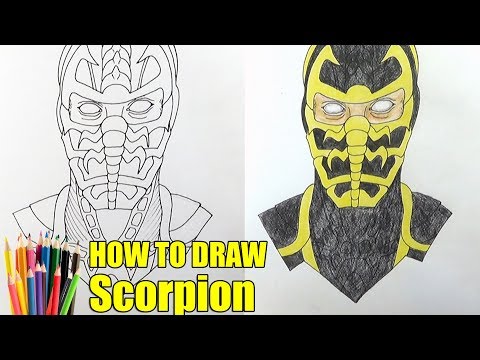How to draw Scorpion, Mortal Kombat, Как нарисовать Скорпиона, Мортал Комбат