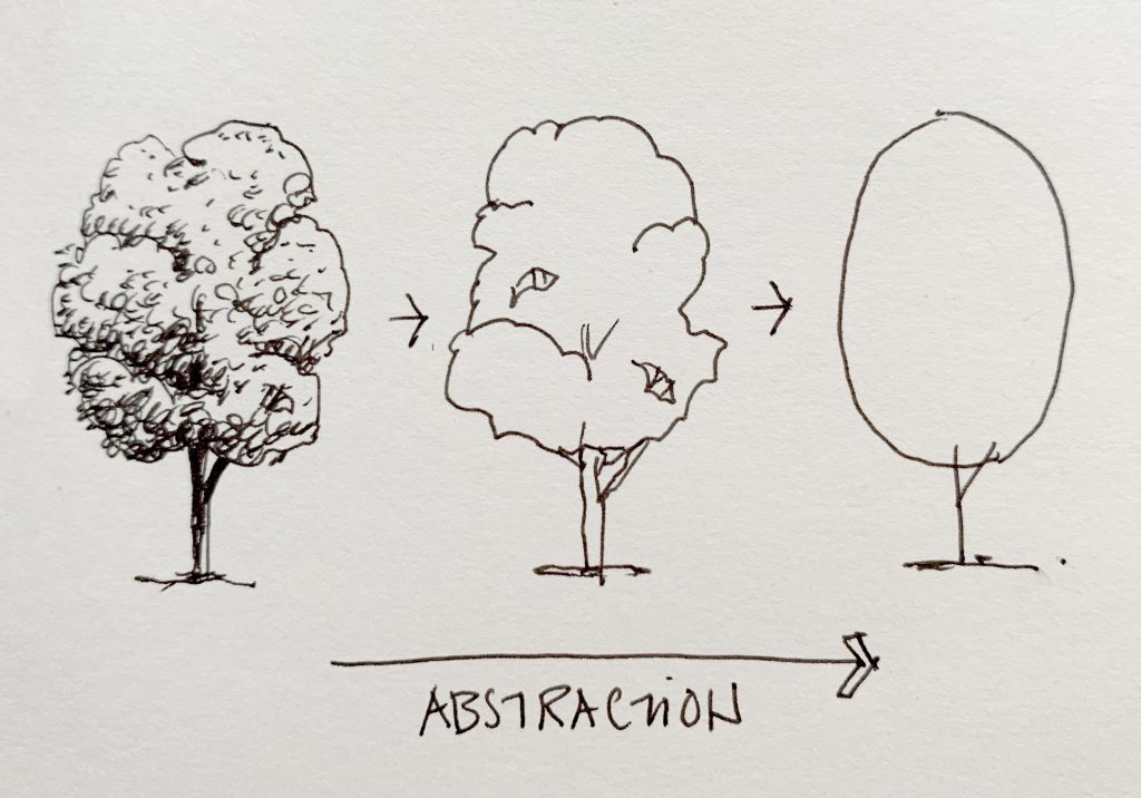 Three sketches of a tree.