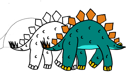 Как нарисовать динозавра: стегозавра, трицератопса, тиранозавра, велоцираптора, спинозавра, диплодока