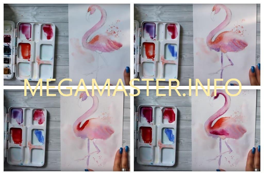 Как легко нарисовать фламинго красками (Шаг 2)