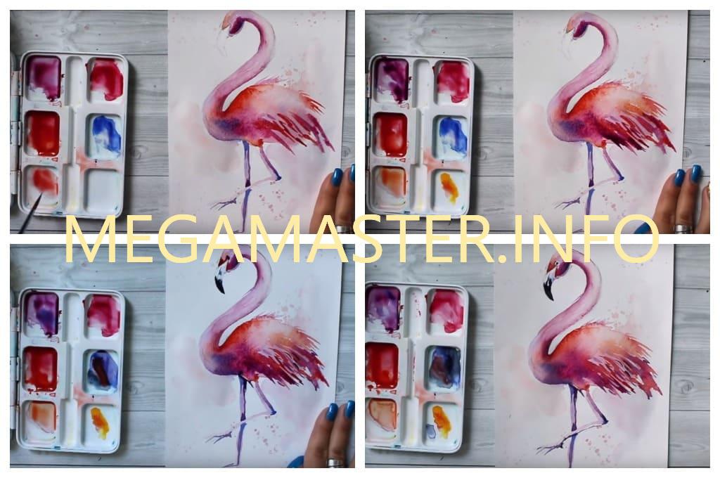 Как легко нарисовать фламинго красками (Шаг 3)