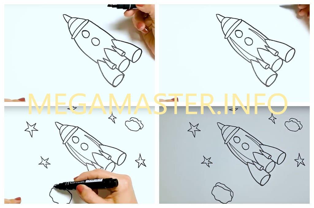 Нарисовать ракету поэтапно для детей. Рисование ракеты пошагово для детей. Ракета рисунок по шагам. Ракета по этапно рисование. Рисунок ракеты по этапам.