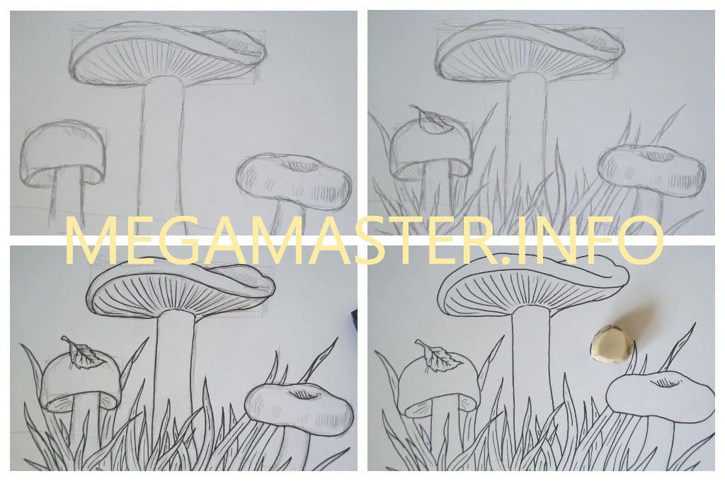 Рисунок с грибами (Шаг 2)