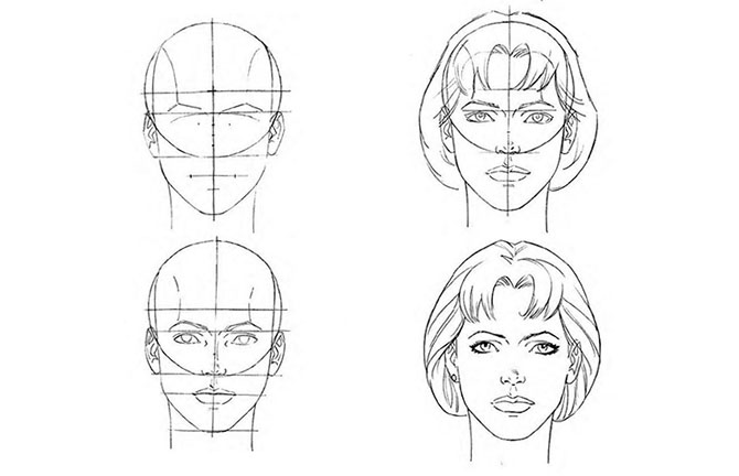 Схема рисование лица человека