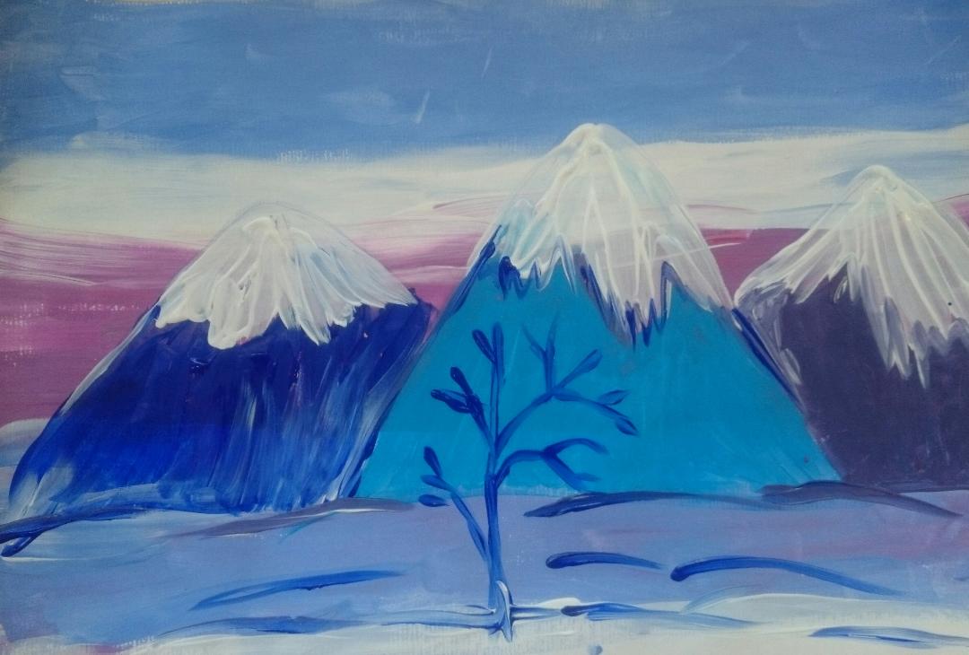 Рисование красками для детей гуашью зимний пейзаж