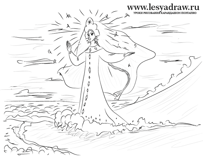 Как нарисовать Царицу Лебедь из сказки о Царе Салтане (17)