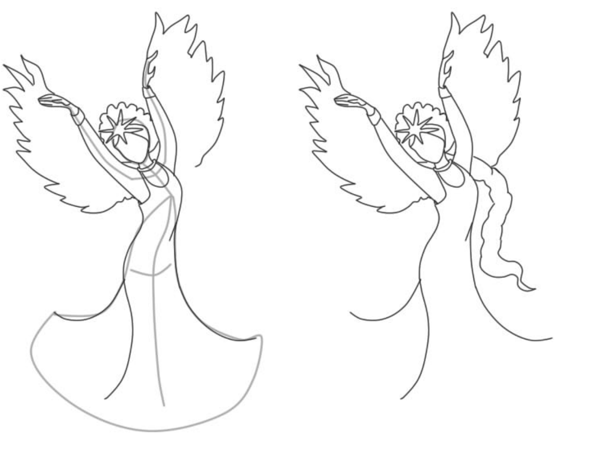 Как нарисовать Царицу Лебедь из сказки о Царе Салтане (6)