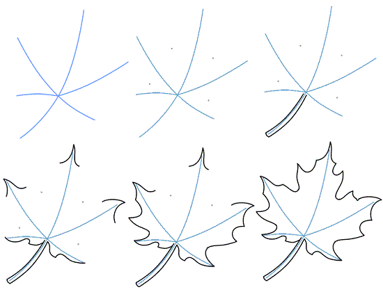 Как поэтапно нарисовать осенний лист карандашом для начинающих   рисунки (10)
