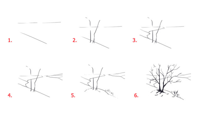 Как поэтапно нарисовать осенний лист карандашом для начинающих   рисунки (2)