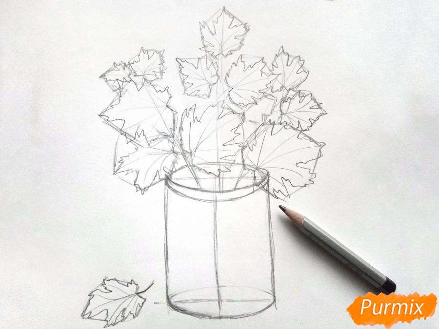 Как нарисовать вазу с осенними листьями поэтапно   подборка (24)
