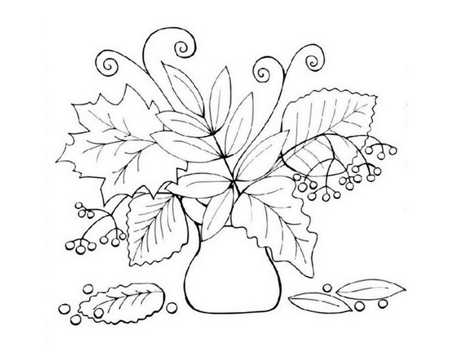 Как нарисовать вазу с осенними листьями поэтапно   подборка (31)