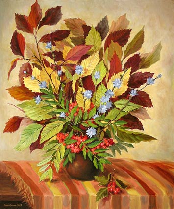 Как нарисовать вазу с осенними листьями поэтапно   подборка (7)