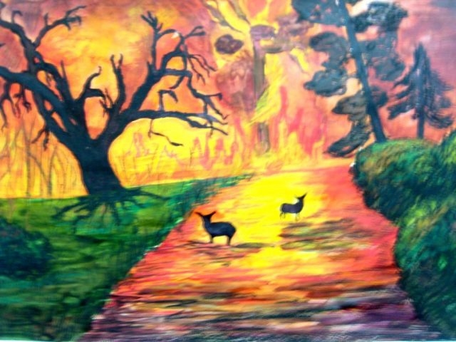 Картинки и рисунки на тему пожар в лесу001