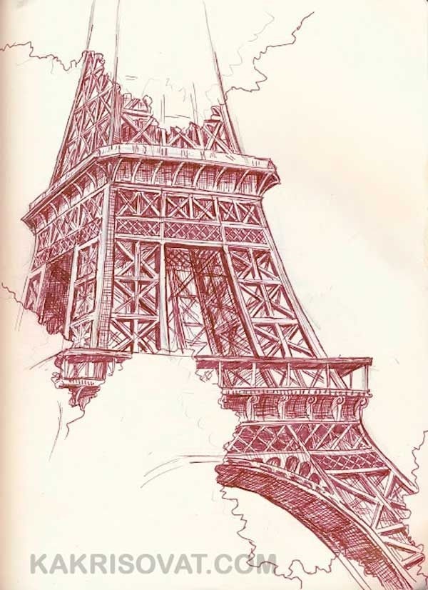 Красивые рисунки Эйфелевой башни для срисовки020
